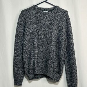 Cedarwood‎ State Women's Black Gray Marled Knit Sweater Crewneck Medium Vintage